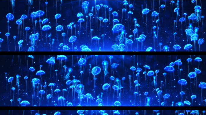 8k梦幻蓝色水母粒子舞台背景