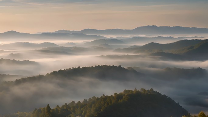 清晨山间云雾大自然