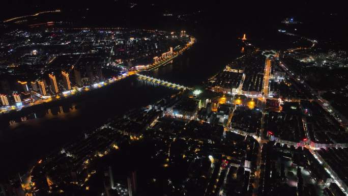 航拍于都县城夜景