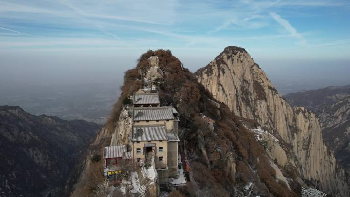 西岳华山冬日雪景航拍