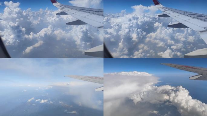 高空飞机游客视角 壮丽云海 积雨云