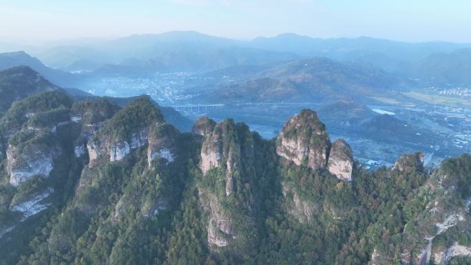 航拍浙江省绍兴市新昌县十九峰美景