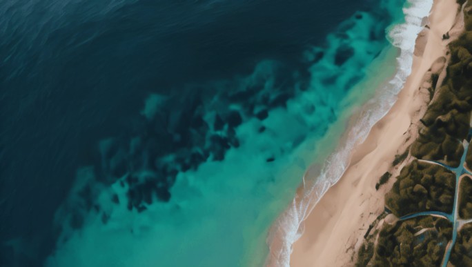 风格化抽象海洋沙滩海浪俯视动态大海素材