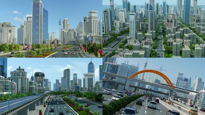 三维地产城市生长建筑生长建设发展动画