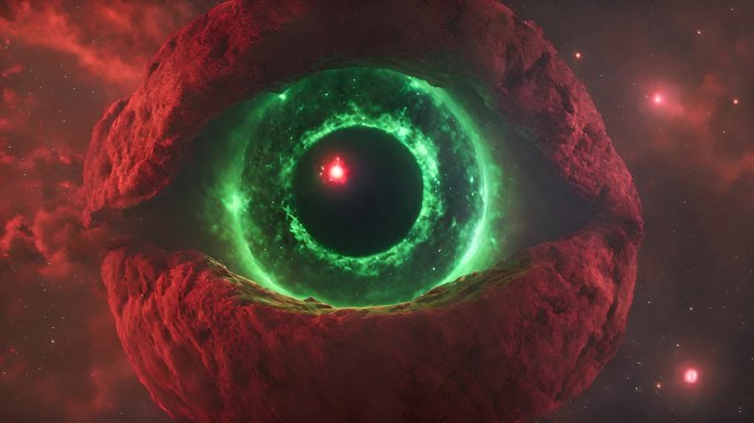 原创科幻神话剧绿色的魔眼发光眼睛传送门