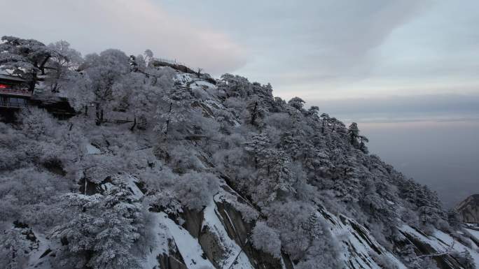 西岳华山冬日雪景航拍