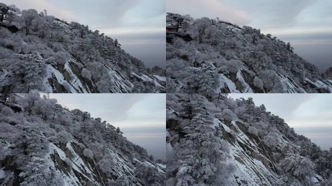 西岳华山冬日雪景航拍