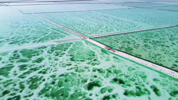 青海茫崖翡翠湖航拍 盐湖