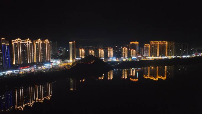 航拍于都县城夜景