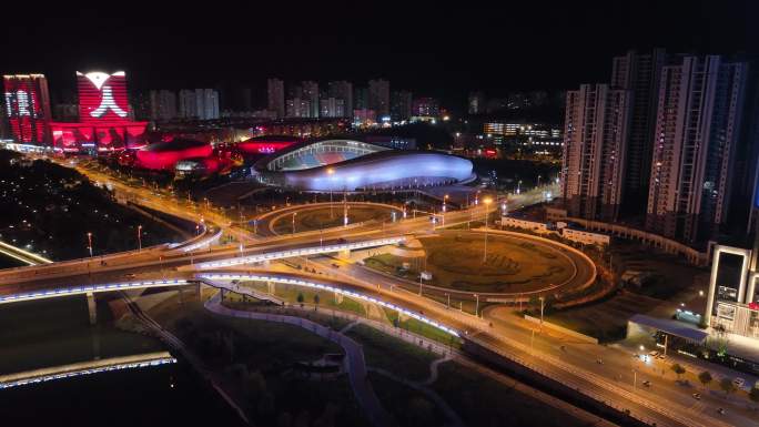 航拍于都县城夜景