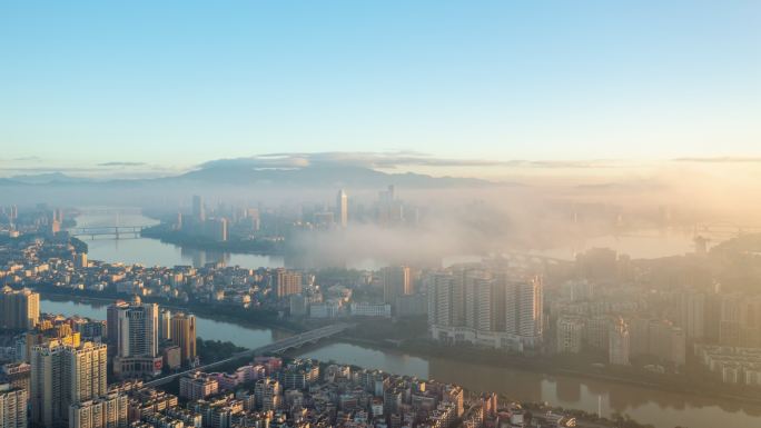 【4K超清】航拍惠城区大景平流云雾延时