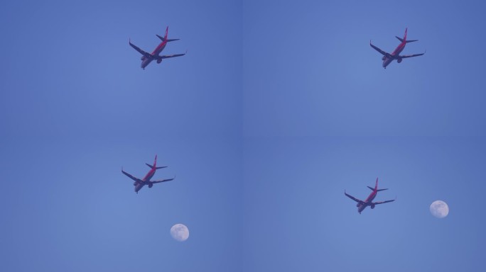 飞机掠过大月亮 离开一座城市