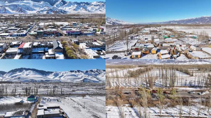新疆伊犁那拉提小镇雪景