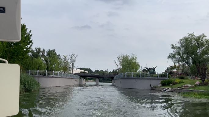 北京朝阳公园亮马河游船白天素材组合
