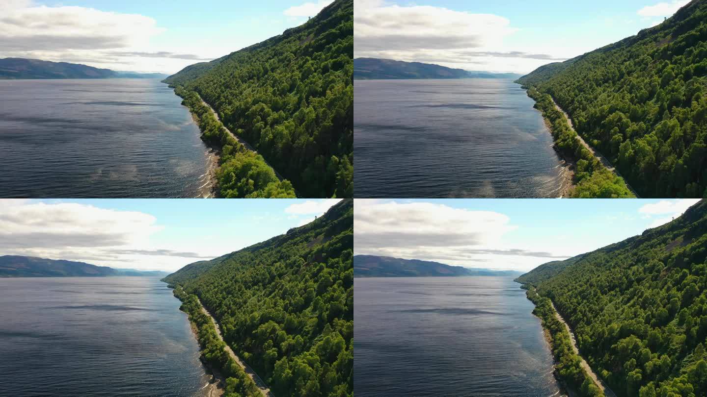 鸟瞰尼斯湖，苏格兰高地，苏格兰
