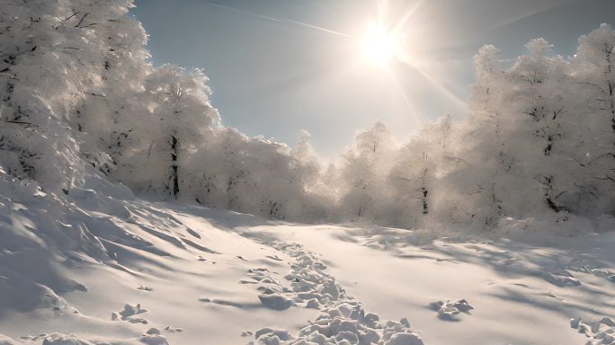 唯美森林雪景雪花下雪