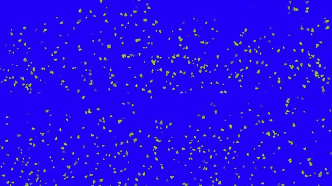 雨滴的圣诞树粒子。蓝色屏幕
