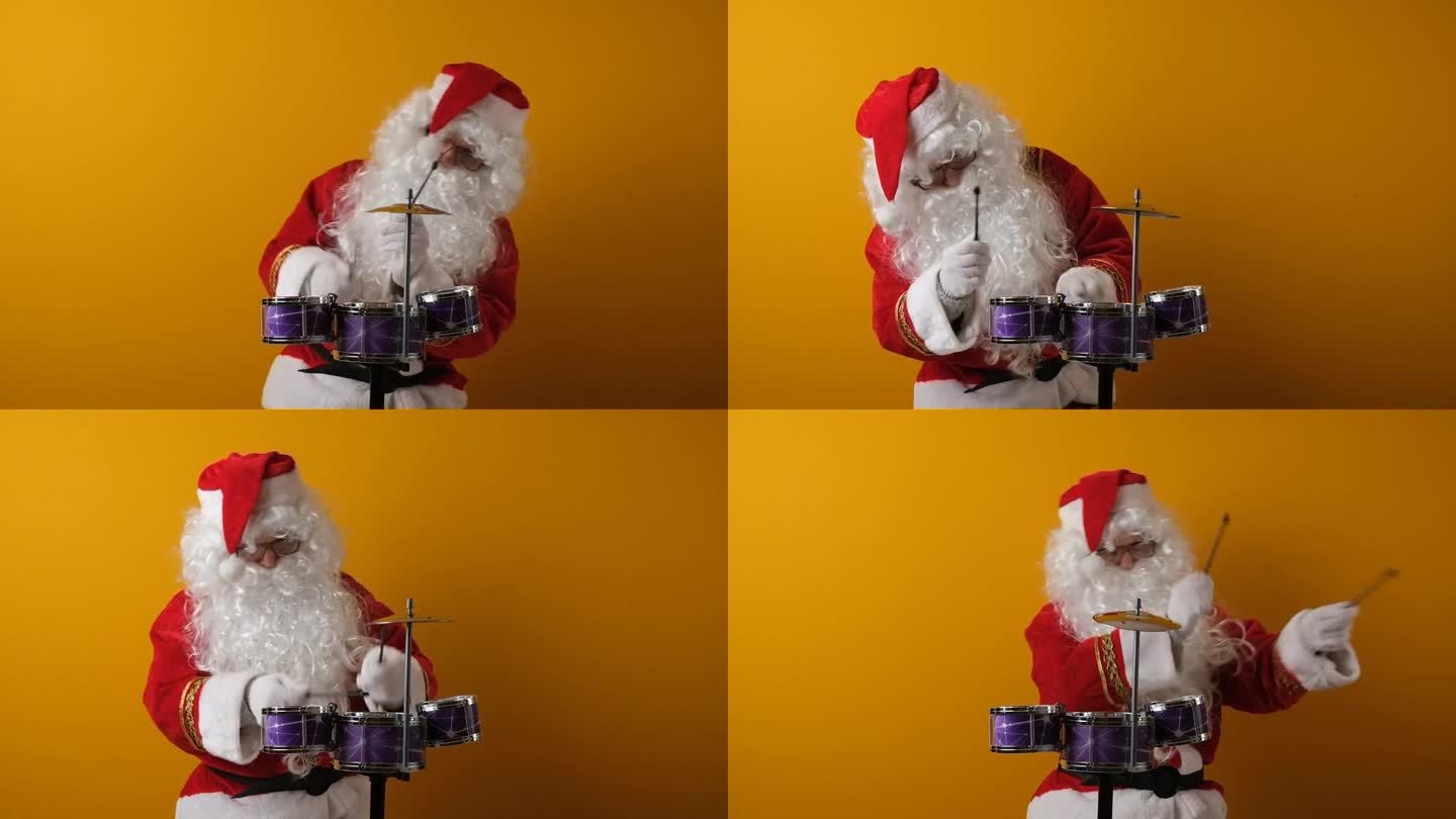 圣诞老人打架子鼓。
