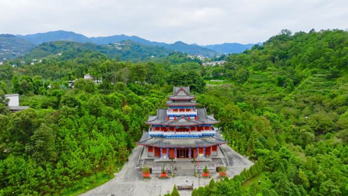 临沧凤庆地标庙宇禅寺古建筑文昌阁古塔航拍