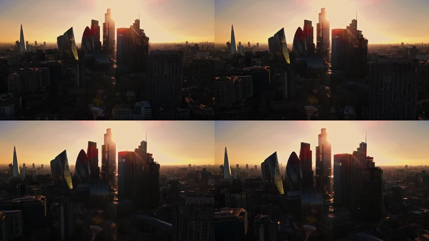 无人机视角下的伦敦高楼背影
