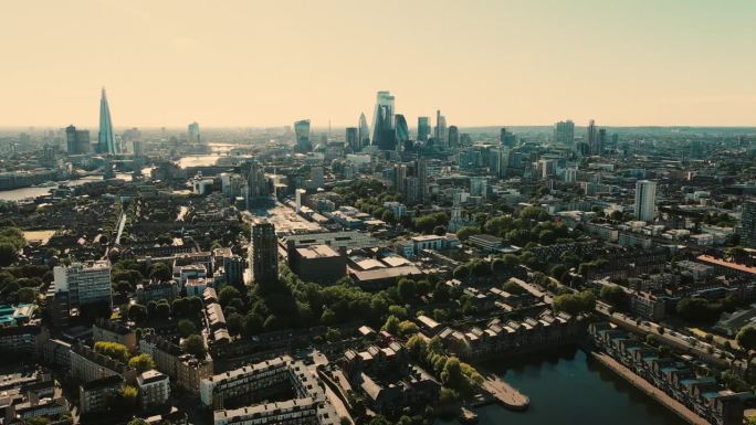 无人机拍摄的伦敦城市天际线