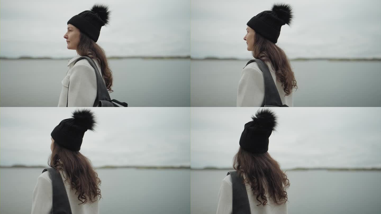 站在瑞典西海岸看风景的女人