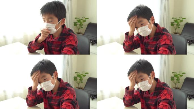 一个似乎有感冒症状的男孩。