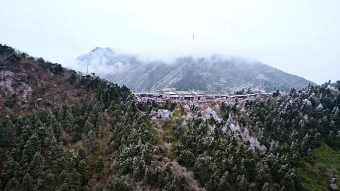 湖南南岳衡山雾凇雪景航拍