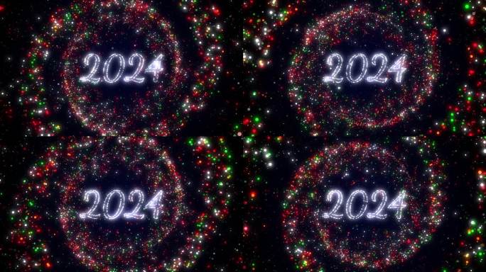 新年概念飞行粒子和抽象背景4K