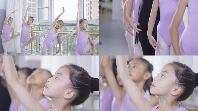 儿童上芭蕾舞课 老师教孩子学芭蕾舞