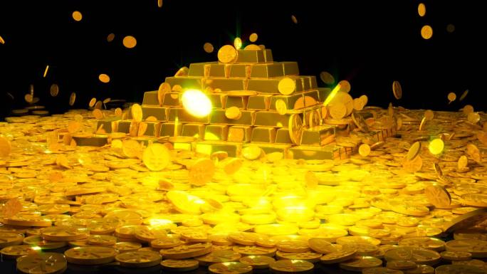 金币-有通道 金条财富堆积 富贵发财金融