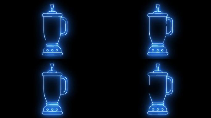 动画搅拌器图标与发光的霓虹灯效果