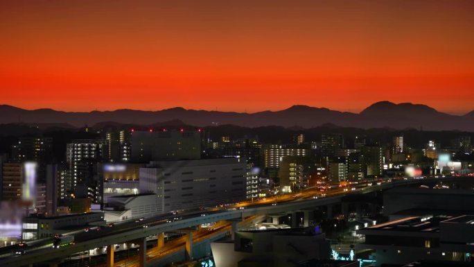 从山顶看到的北九州市景