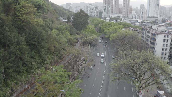 福建省龙岩市新罗区南城街道登高山公园航拍