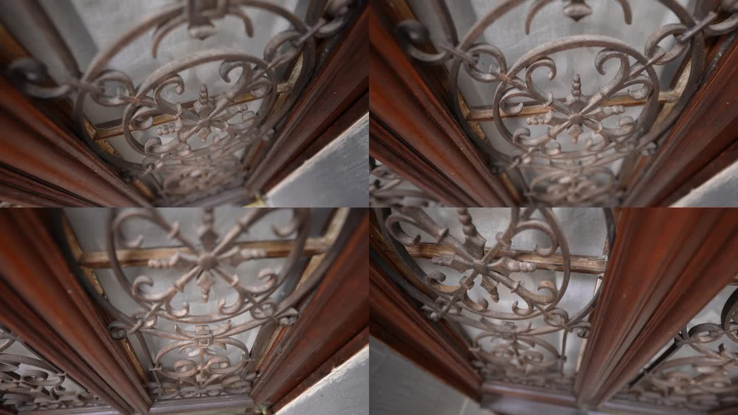 宗教防御-传统的铁门保护神圣的天主教窗口空间