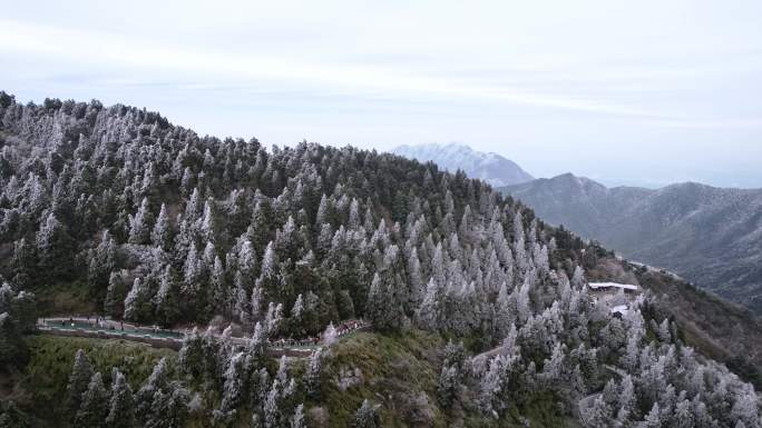 湖南南岳衡山雾凇雪景航拍