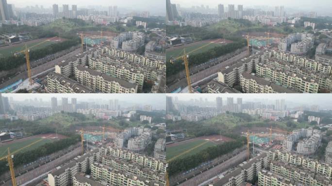 航拍重庆南岸茶园新区新一轮的城市交通建设