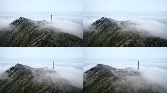 湖南南岳衡山雾凇雪景航拍