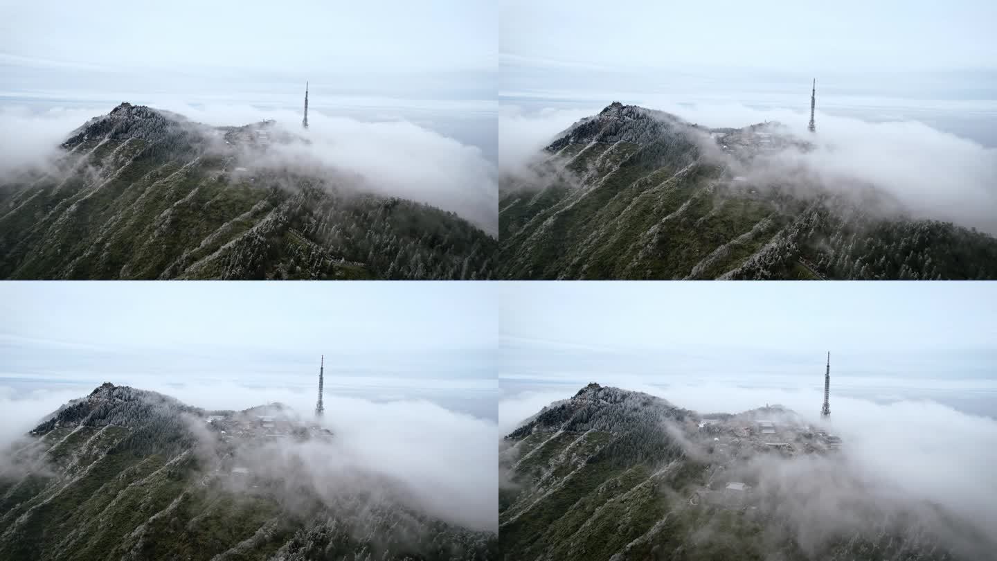 湖南南岳衡山雾凇雪景航拍