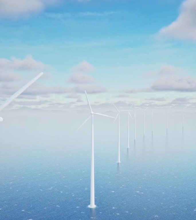 风力涡轮机在海洋上的一天- 4K分辨率