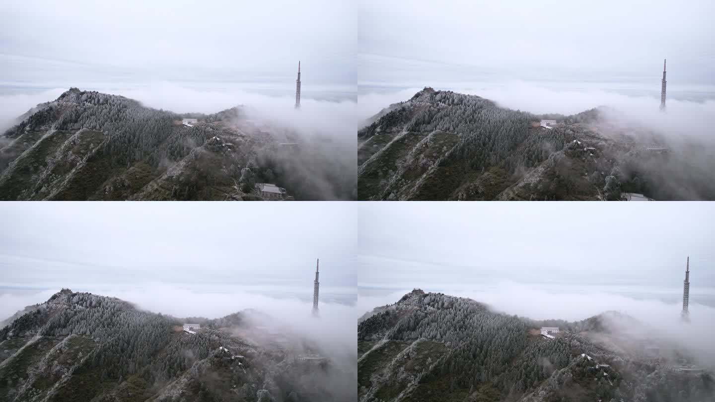 湖南南岳衡山雾凇雪景航拍