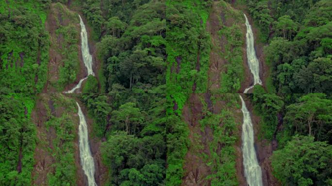 无人机拍摄的哥斯达黎加丛林深处的瀑布