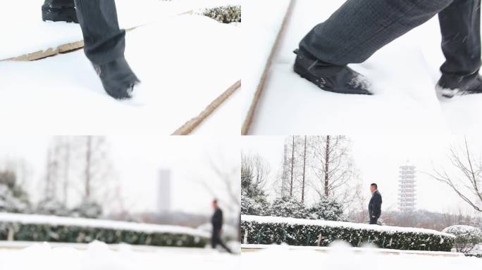 男人在雪地里行走
