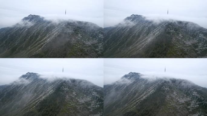 湖南南岳衡山雾凇雪景航拍