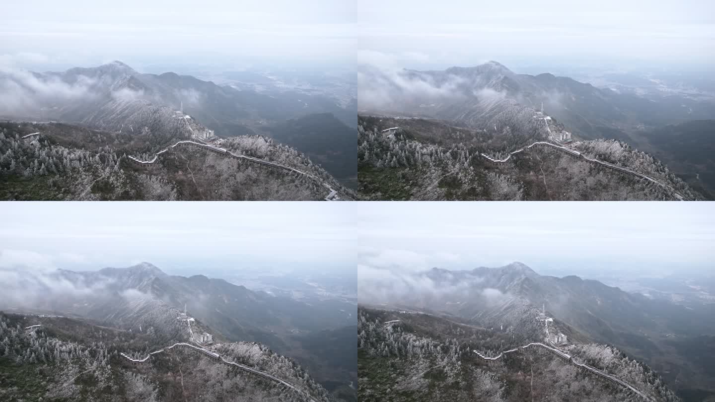 湖南南岳衡山雾凇雪景航拍