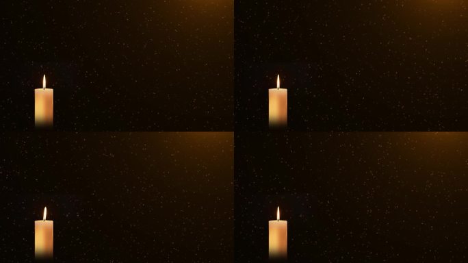 蜡烛在夜晚燃烧。白色蜡烛在黑暗中燃烧，聚焦在单个蜡烛上。圣诞节