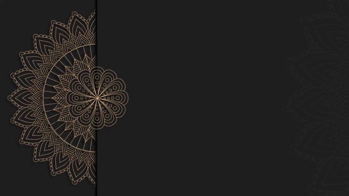 抽象装饰数字手绘金曼陀罗装饰黑色背景。花卉复古装饰元素的东方图案。