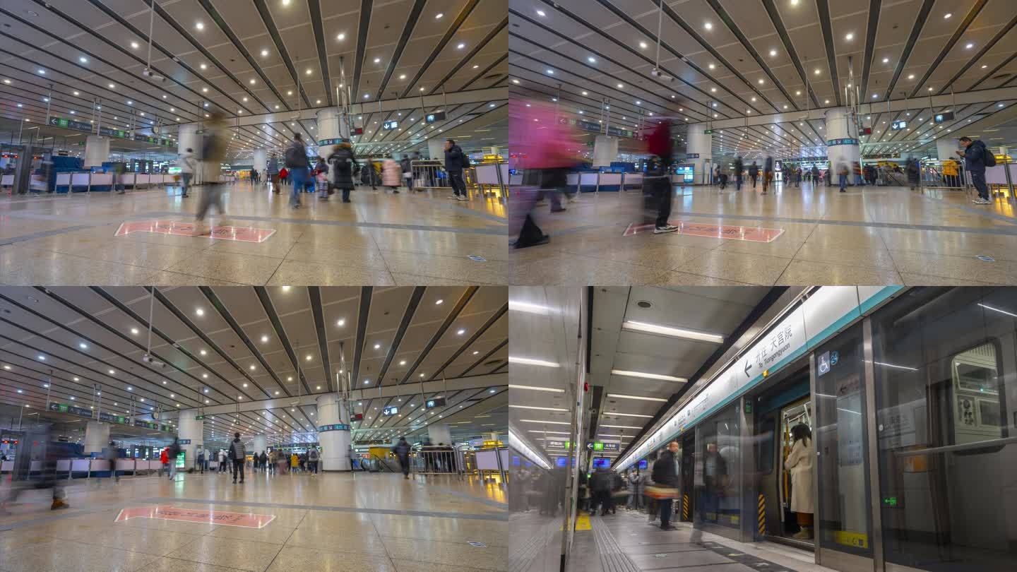 4k北京南站地铁站延时