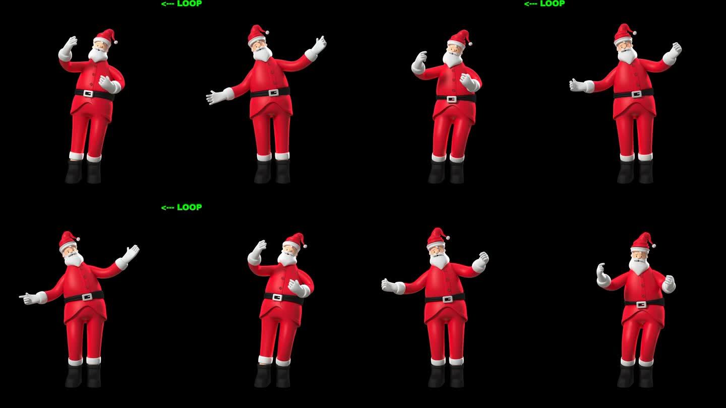 圣诞老人的对话和倾听的3D站立循环