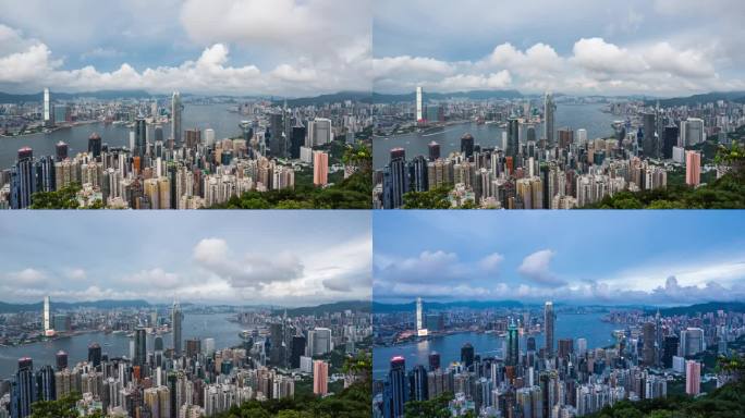 4k香港太平山俯瞰城市日转夜